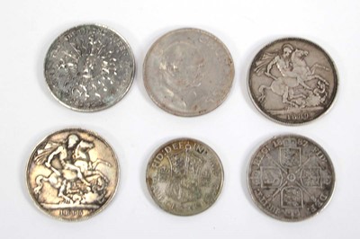 Lot 325 - Two silver crowns dated 1895 and 1889, a half...