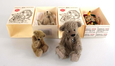 Lot 142 - Four miniature Hermann fully jointed bears...