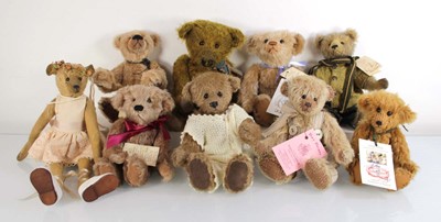 Lot 147 - Seven fully jointed artists' teddy bears...