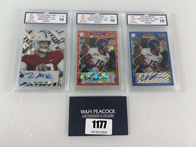 Lot 1177 - 3 Graded NFL Autograph and Serial Numbered...