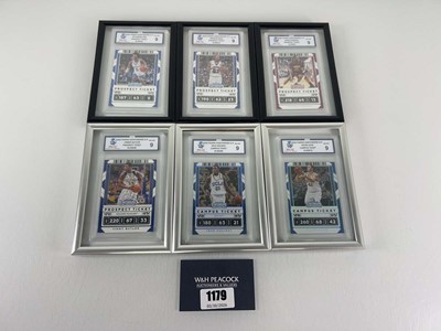 Lot 1179 - 6 Graded and Framed NBA Basketball Panini...