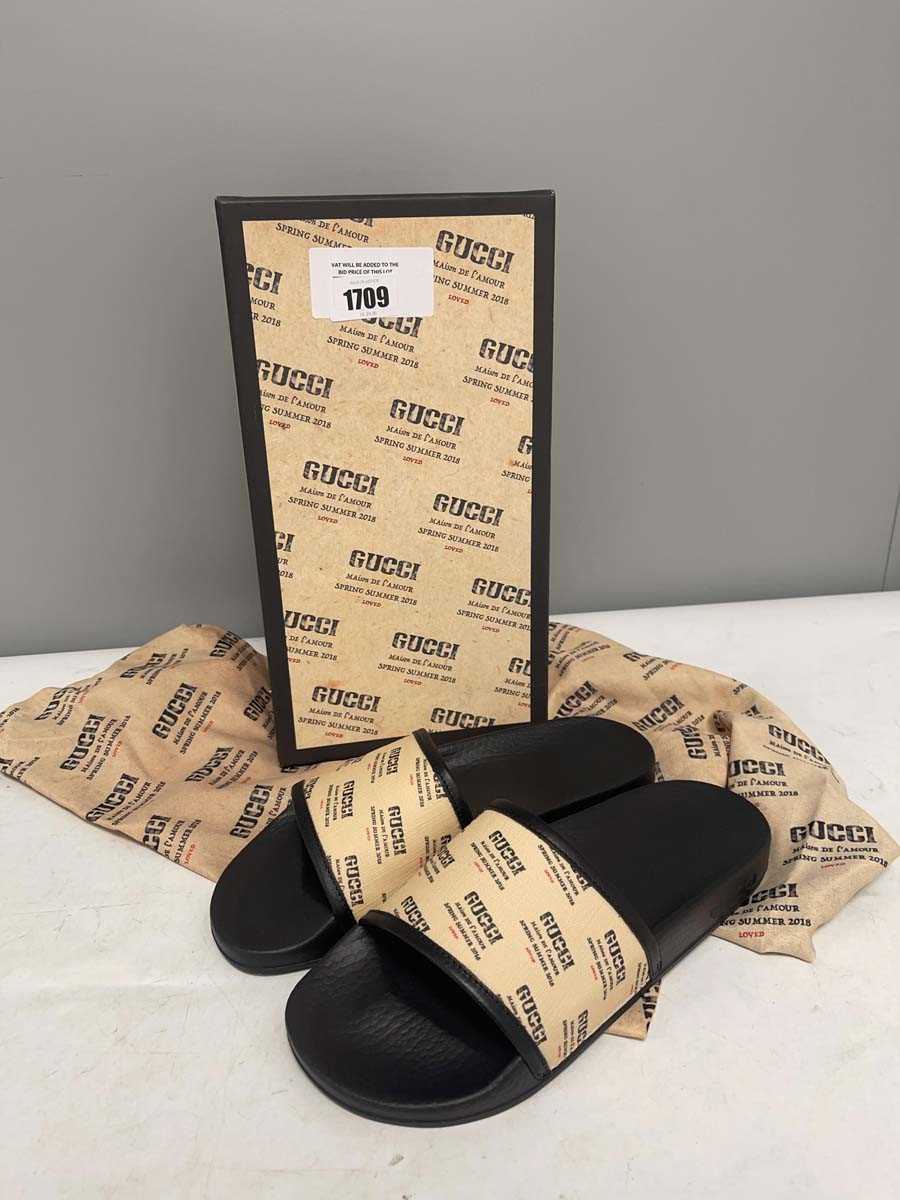 Lot Gucci EU38 pursuit stamp slides - boxed