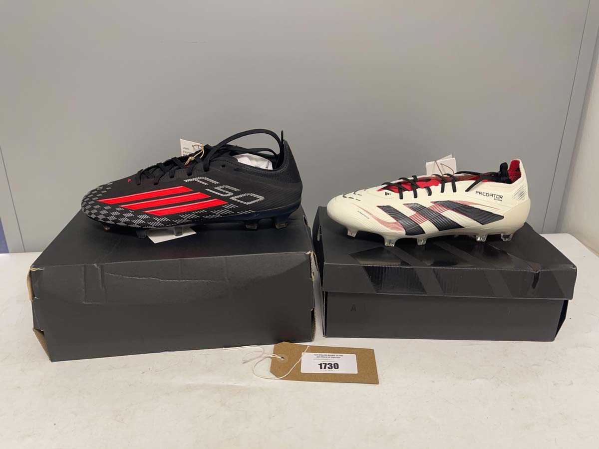 Lot 2x Boxed pairs of Adidas football boots sizes...