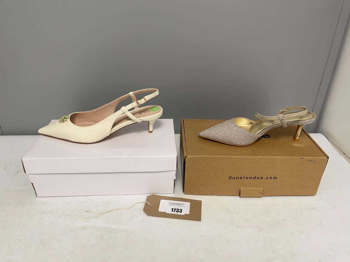 Lot 2x Boxed pairs of Dune high heels sizes UK3 & UK7
