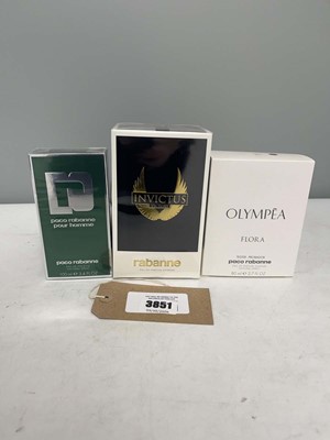 Lot 3x Paco Rabanne perfumes olympea, invictus &...