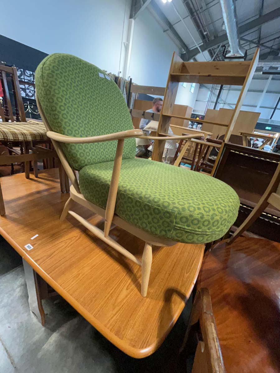 Modern Ercol 408038 easy chair with green fabric