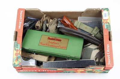 Lot 1317 - Tray of misc. militaria inc. webbing pouches,...