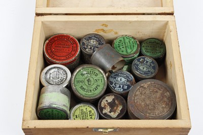 Lot 2351 - Wooden box of various vintage percussion caps