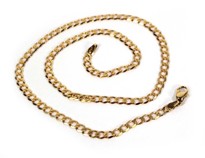 Lot 504 - A 9ct yellow gold flat curblink necklace with...