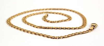 Lot 504 - A 9ct yellow gold flat curblink necklace with...