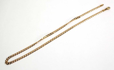 Lot 504 - A 9ct yellow gold flat curblink necklace with...