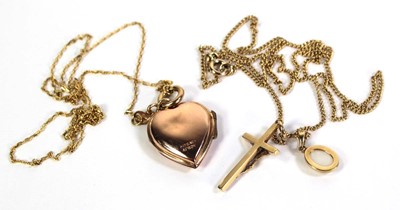 Lot 505 - A 9ct yellow gold curblink necklace suspending...