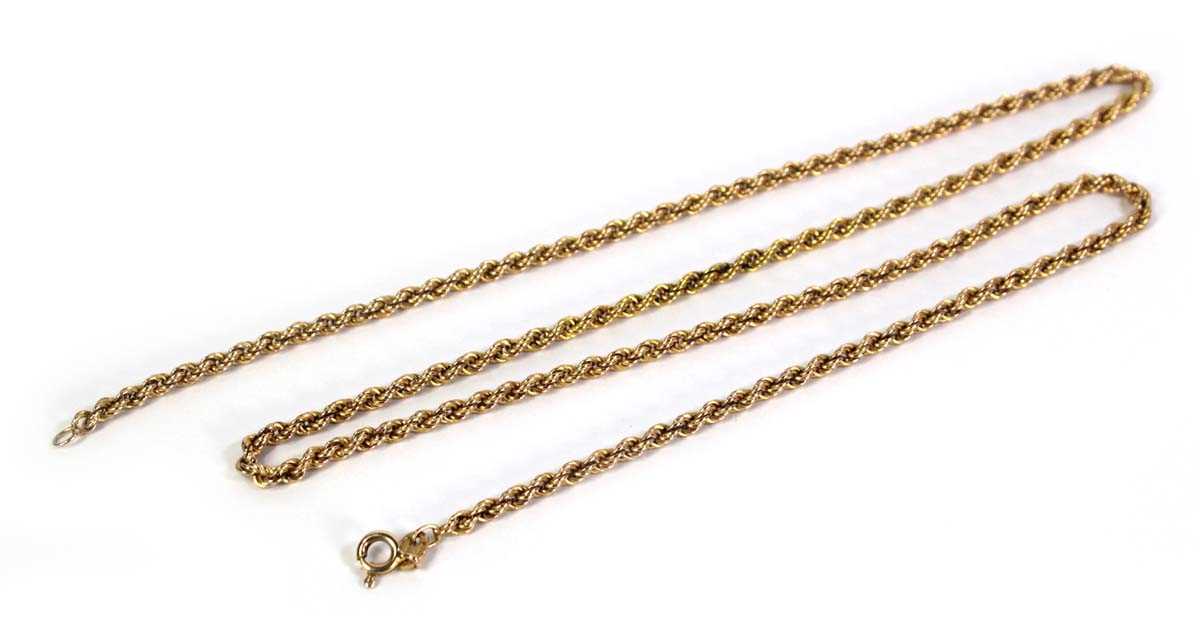 Lot 508 - A 9ct yellow gold ropetwist necklace, l. 61.5...