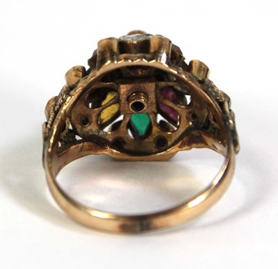 Lot 521 - An Indian Export 18ct yellow gold multi gem...