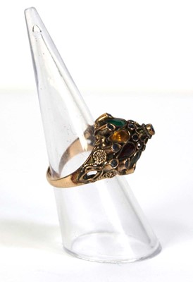 Lot 521 - An Indian Export 18ct yellow gold multi gem...