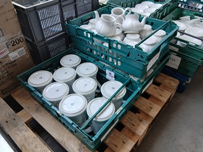Lot 159 - 3 stacking crates of teapots (no lids)...